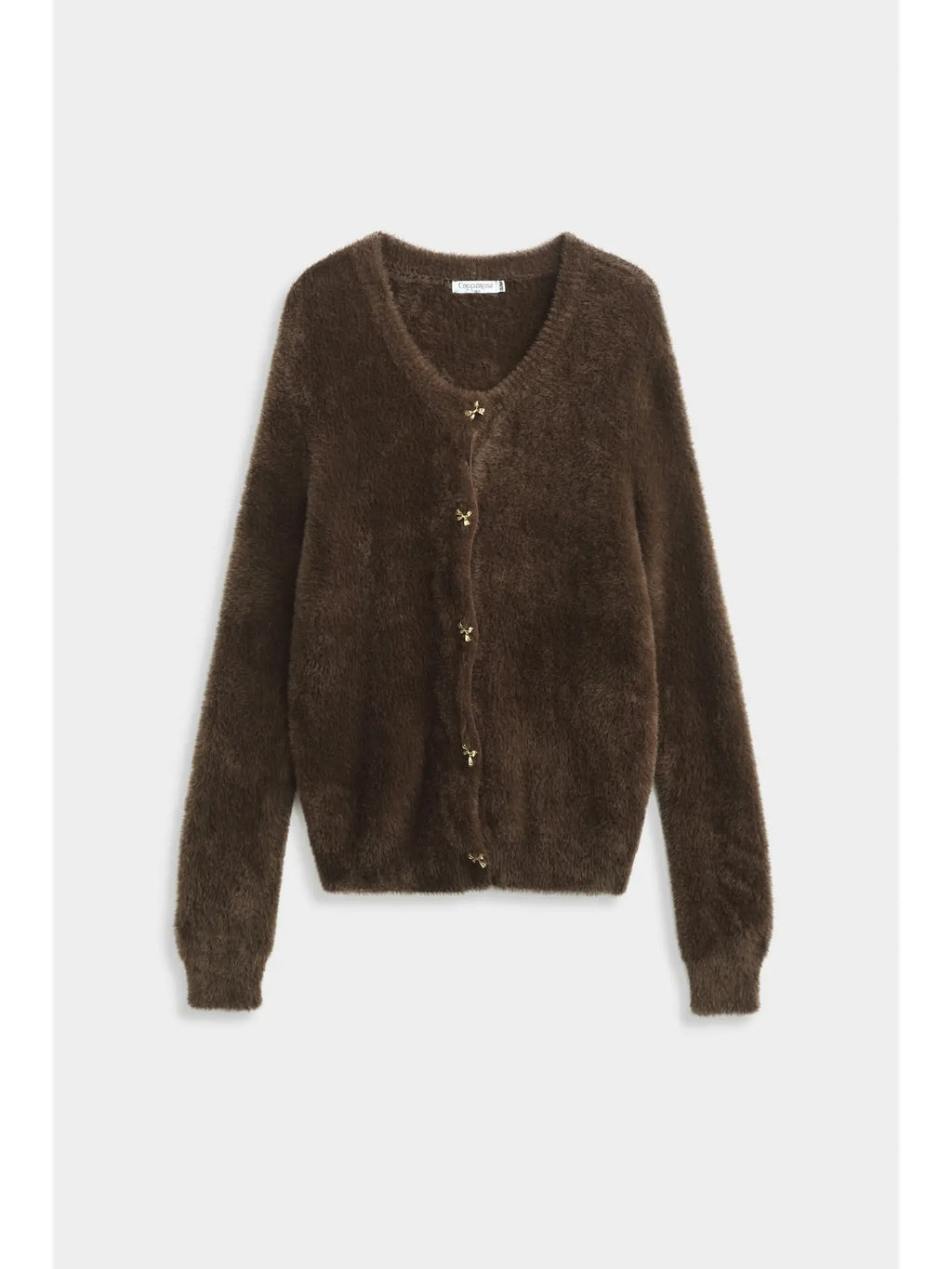 Zacht bruin vest knopen strikmotief