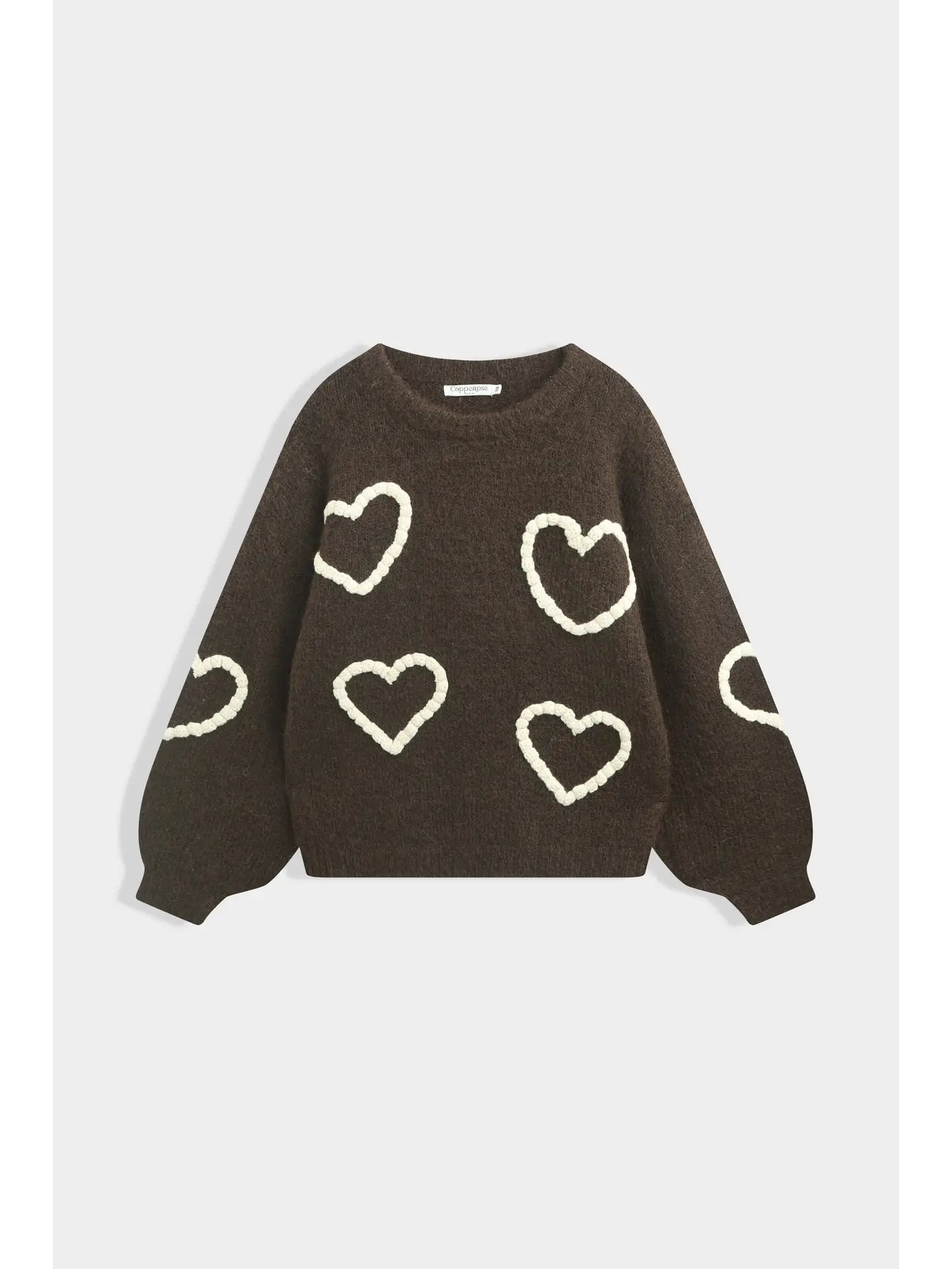 GEBREIDE TRUI MET HARTJESBORDUURSEL